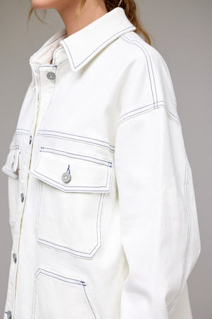 HIDDEN JEANS Women Jackets Hidden Jeans Pearl Wash Oversized Shirt || David's Clothing