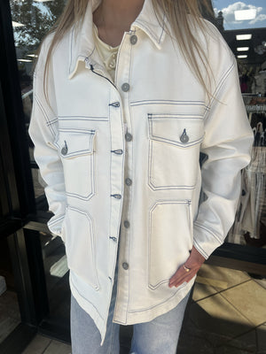 HIDDEN JEANS Women Jackets Hidden Jeans Pearl Wash Oversized Shirt || David's Clothing