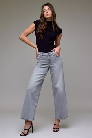 HIDDEN JEANS Women's Jeans Hidden Jeans Light Grey Clean Stretch Mid Rise Extra Wide Leg