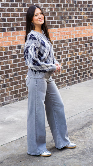 HIDDEN JEANS Women's Jeans Hidden Jeans Light Grey Clean Stretch Mid Rise Extra Wide Leg