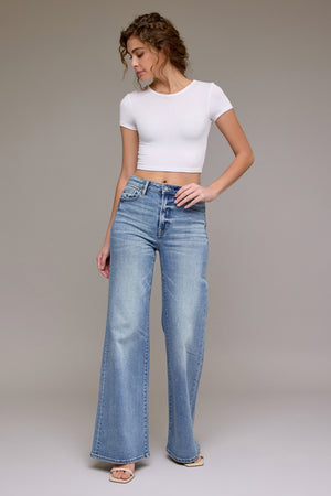 HIDDEN JEANS Women's Jeans Hidden Jeans Medium Vintage Clean High Rise Wide Comfort Flare