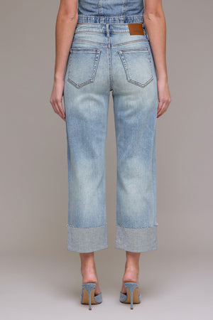 HIDDEN JEANS Women's Jeans Hidden Jeans Vintage Wash High Rise Cuffed Wide Straight