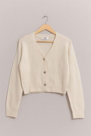 HYFVE INC. Women's Sweaters Heart Button Cardigan || David's Clothing