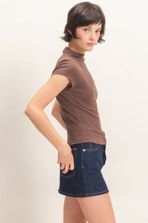 HYFVE INC. Women's Top Mock Neck Cap Sleeve Top