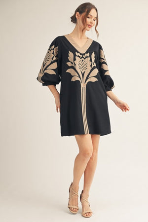 JODIFL Women's Dresses Baroque Floral Applique Shift Dress