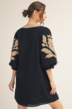 JODIFL Women's Dresses Baroque Floral Applique Shift Dress