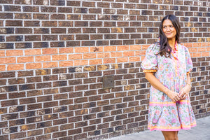 JODIFL Women's Dresses Solid Contrast Detail Tiered Floral Dress