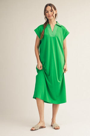 JODIFL Women's Dresses Stitch Detail Side Slit Hem Midi Dress