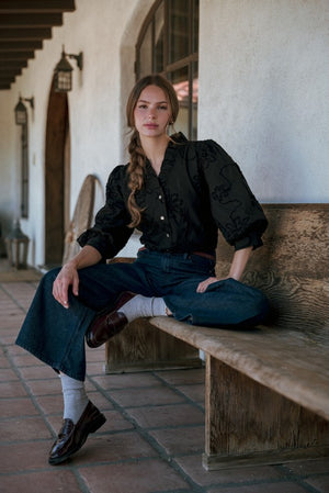 JODIFL Women's Top Button Down 3d Floral Top