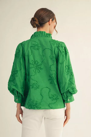 JODIFL Women's Top Button Down 3d Floral Top