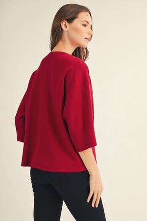JODIFL Women's Top Soft Textured V-Neck Top | David's Clothing