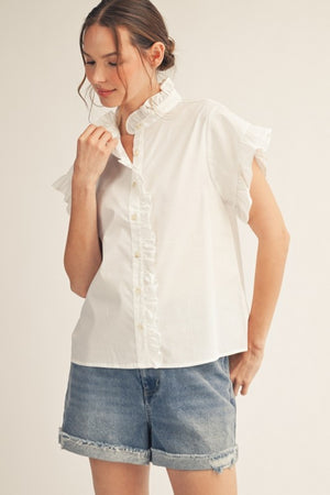 JODIFL Women's Top WHITE / S Ruffled Detail Woven Top H50649