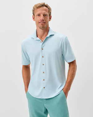 JOHNNIE O Men's Sport Shirt SARDINIA / M Johnnie-O Printed Mesh Short Sleeve Button Down Shirt - Breck Printed Solid Knit JMWS100270SARD