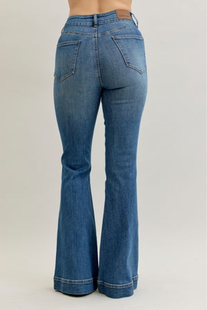 JUDY BLUE Women's Jeans Judy Blue High Waist Flare Tummy Control Double Button Wb