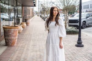 KARLIE CLOTHES Women's Dresses Karlie Eyelit Bow Back Smock Tier Maxi Dress