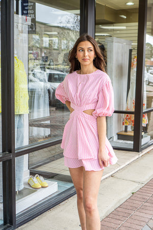 KARLIE CLOTHES Women's Dresses Karlie Stripe Cut-Out Tie Dress