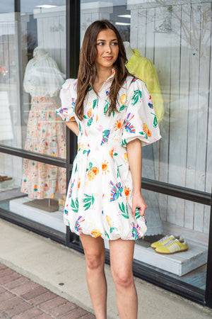 KARLIE CLOTHES Women's Dresses Karlie Toucan Fruit Bubble Hem Dress