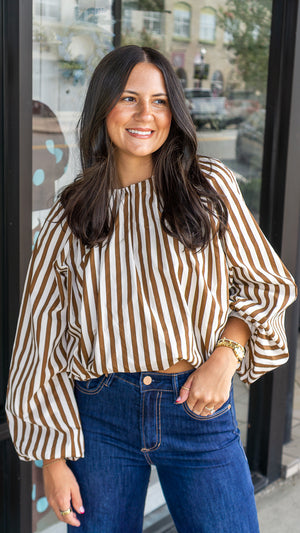KARLIE CLOTHES Women's Top Karlie Stripe Bubble Top