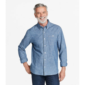 L.L.Bean Men's Sport Shirt L.L.Bean Men's Comfort Stretch® Chambray Shirt, Traditional Untucked Fit, Long-Sleeve