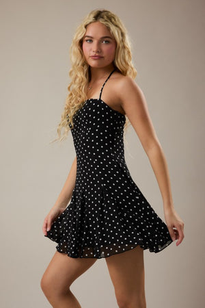 LELIS COLLECTION Women's Dresses Halter Straight Neckline Polka Dot Mini Dress