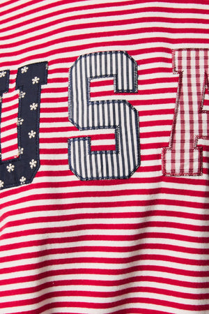 LELIS COLLECTION Women's Sweatshirt Stripe Mock Neck USA Sweatshirt