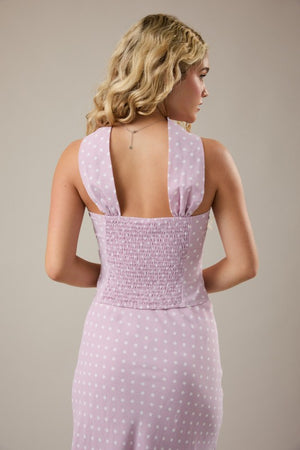 LELIS COLLECTION Women's Top Attached Scarf Neck Polka Dot Tube Top