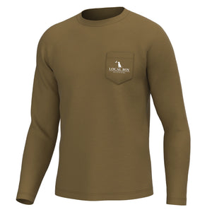 LOCAL BOY OUTFITTERS Men's Tees Local Boy High Badge OD Long Sleeve Heather Performance Shirt