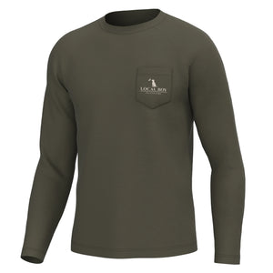 LOCAL BOY OUTFITTERS Men's Tees Local Boy High Badge OD Long Sleeve Heather Performance Shirt