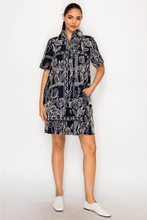 MEET ME IN SANTORINI Women's Dresses Selene's Stitch Shirt Dress