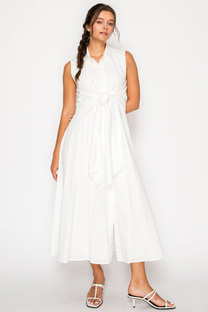 MEET ME IN SANTORINI Women's Dresses White Poplin Shirt Dress