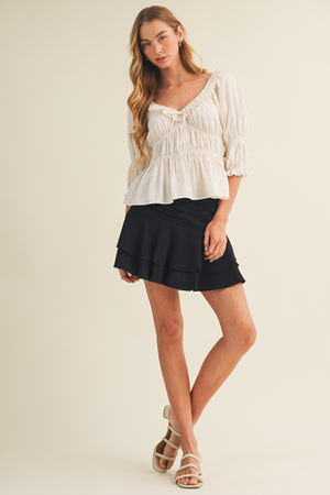 MUSTARD SEED Women's Skirts Ruched Yoke Tiered Flounce Skirt