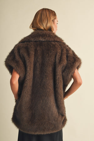 MUSTARD SEED Women's Vests Statement Lapel Plush Faux Fur Vest