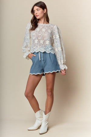 RARERAW Women's Top Daisy Garden Lace Top