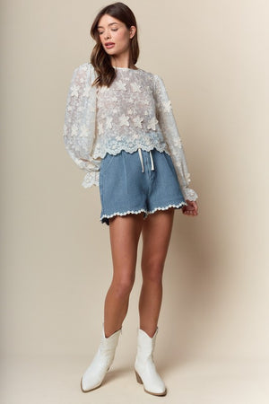 RARERAW Women's Top Daisy Garden Lace Top