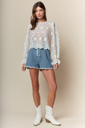 RARERAW Women's Top Daisy Garden Lace Top