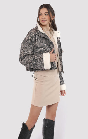 SADIE AND SAGE Women Jackets Sadie And Sage Cool Girl Quilted Puffer Sherpa Lined Jacket