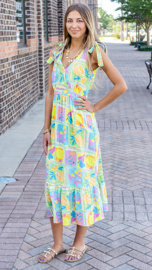 SADIE AND SAGE Women's Dresses Mimosa Shoulder Ties Surplice Midi Dress