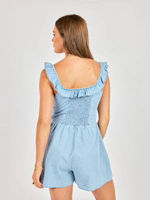 SADIE AND SAGE Women's Romper Sadie and Sage Soft Breeze Chambray Romper