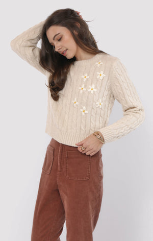 SADIE AND SAGE Women's Sweaters Sadie and Sage Lulu Embroidered Daisy Sweater