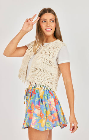 SADIE AND SAGE Women's Top NATURAL / OS Sadie and Sage Matilda Crochet Vest AJ1412N
