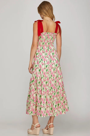 SHE AND SKY Women's Dresses Smocked Tube Maxi Printed Woven Tiered Dress