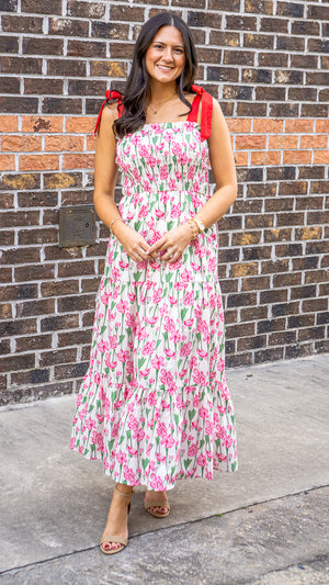 SHE AND SKY Women's Dresses Smocked Tube Maxi Printed Woven Tiered Dress