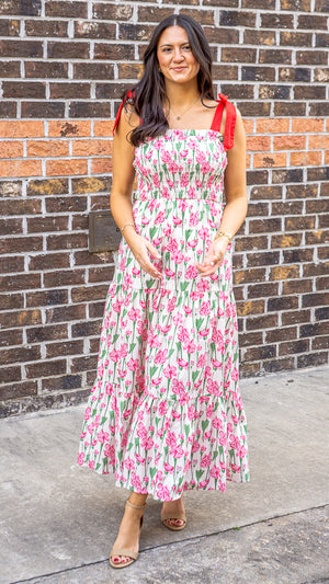 SHE AND SKY Women's Dresses Smocked Tube Maxi Printed Woven Tiered Dress