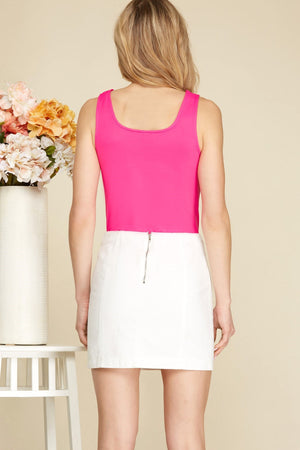 SHE AND SKY Women's Top Sleeveless Square Neck Bodysuit With Snap Closure || David's Clothing