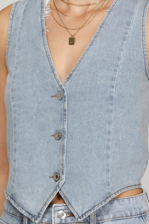 SHE AND SKY Women's Top Washed Denim Vest