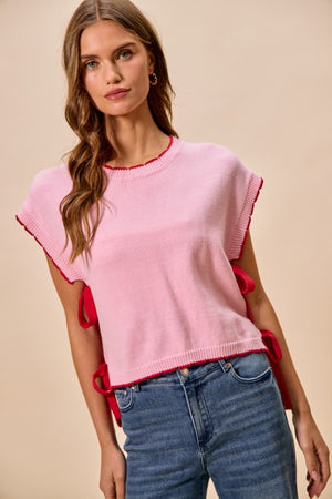 SO ME Women's Sweaters Lightweight Sweater Dolman Side Ribbon Tie Top