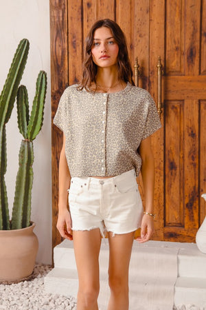 SO ME Women's Sweaters Vintage Leopard Print Button Front Sweater Vest Top