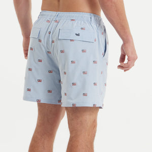 SOUTHERN MARSH COLLECTION Mens Shorts Southern Marsh Southernclassics Swim Trunk - Chambray Flags