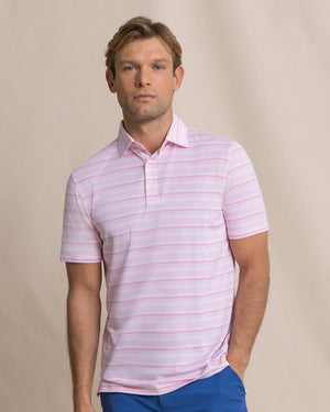SOUTHERN TIDE Men's Polo HEATHER SEA PINK / S Southern Tide Driver Wild Winds Stripe Polo 122363040