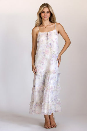 STORIA Women's Dresses Floral Tiered Ruffle Maxi Dress